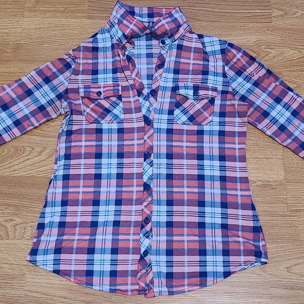 Passport Pink and Blue Plaid Long Sleeved Shirt